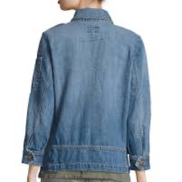 Current/Elliott The Denim Military Slant Pocket Jacket 3 Old Soul - Picture 2 of 10
